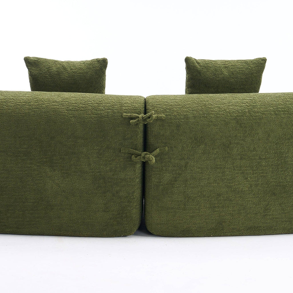 LY-025 110'' Forest Green Chenille Curved Modular Sofa