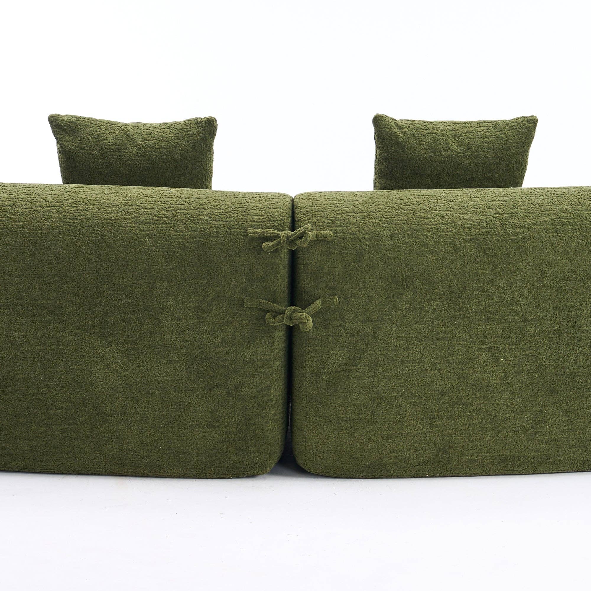 LY-025 110'' Forest Green Chenille Curved Modular Sofa