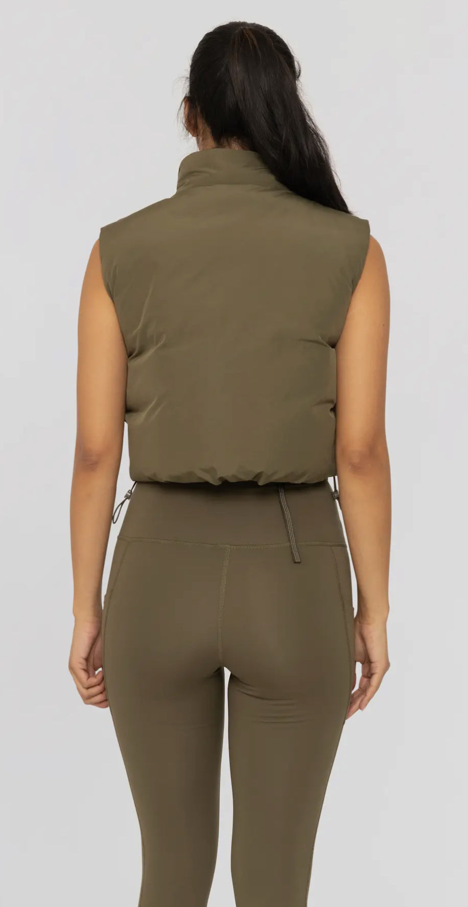 Cropped High Neck Puffer Vest