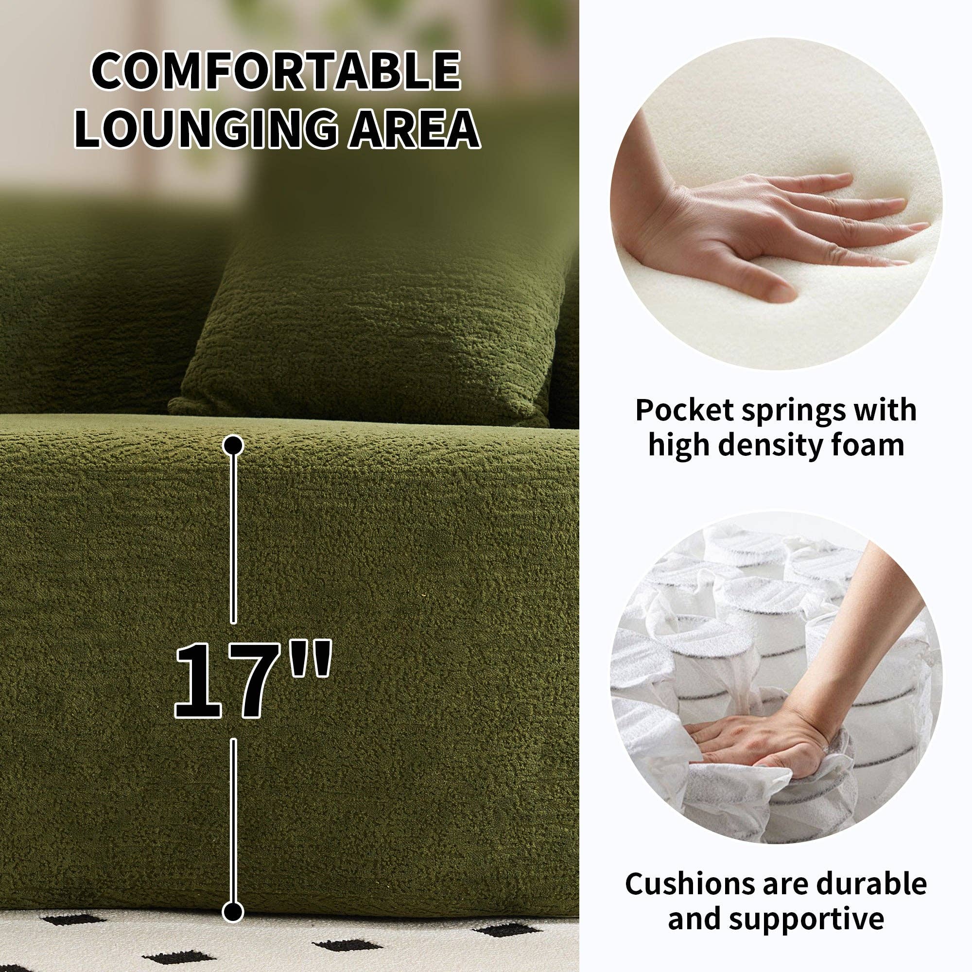 LY-025 110'' Forest Green Chenille Curved Modular Sofa