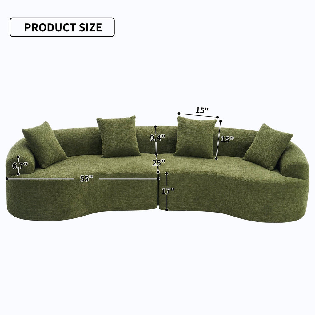 LY-025 110'' Forest Green Chenille Curved Modular Sofa