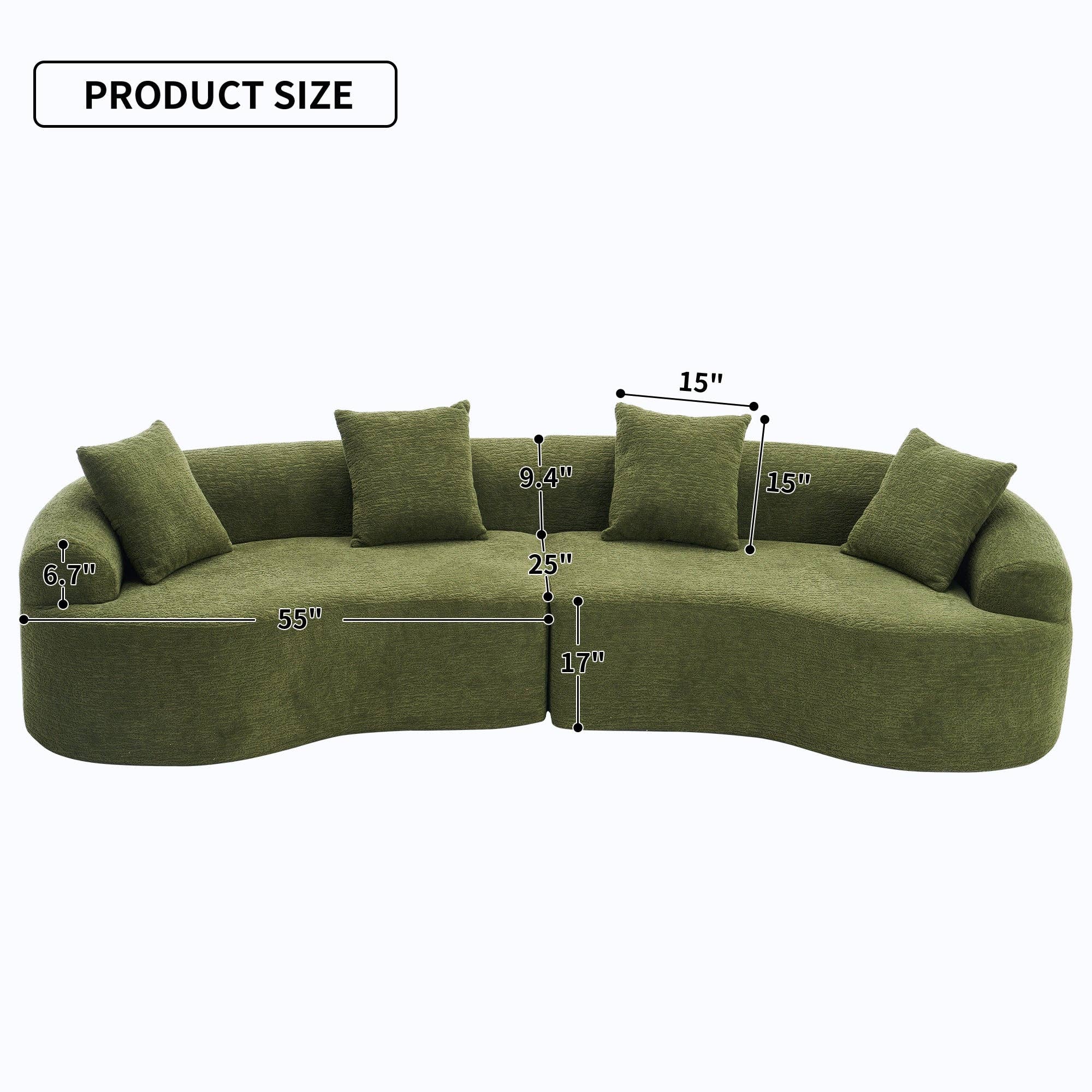 LY-025 110'' Forest Green Chenille Curved Modular Sofa