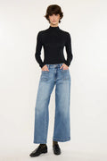 Kan Can Mid Rise Wide Leg Ankle Jeans