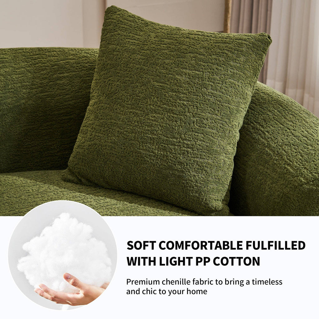 LY-025 110'' Forest Green Chenille Curved Modular Sofa