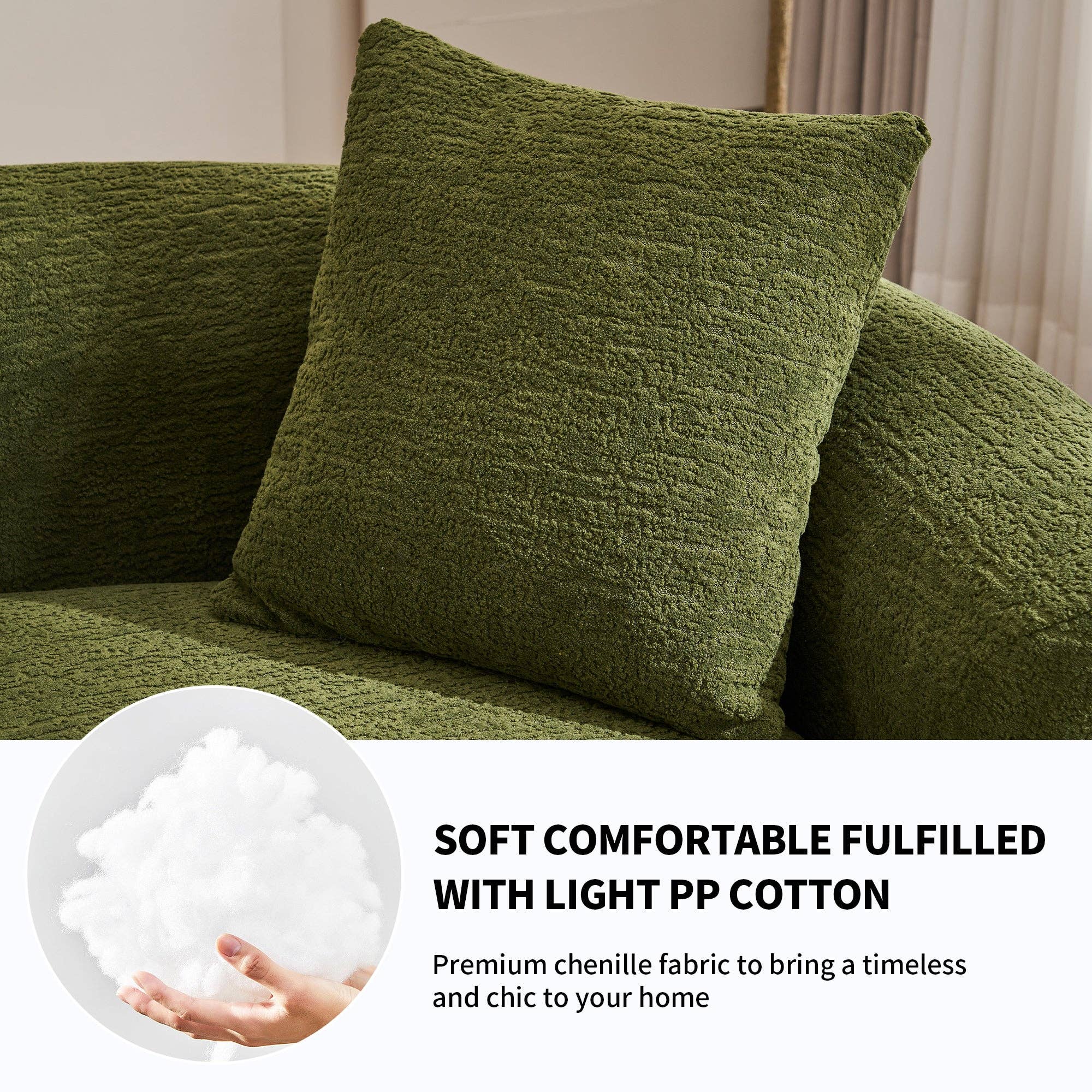 LY-025 110'' Forest Green Chenille Curved Modular Sofa